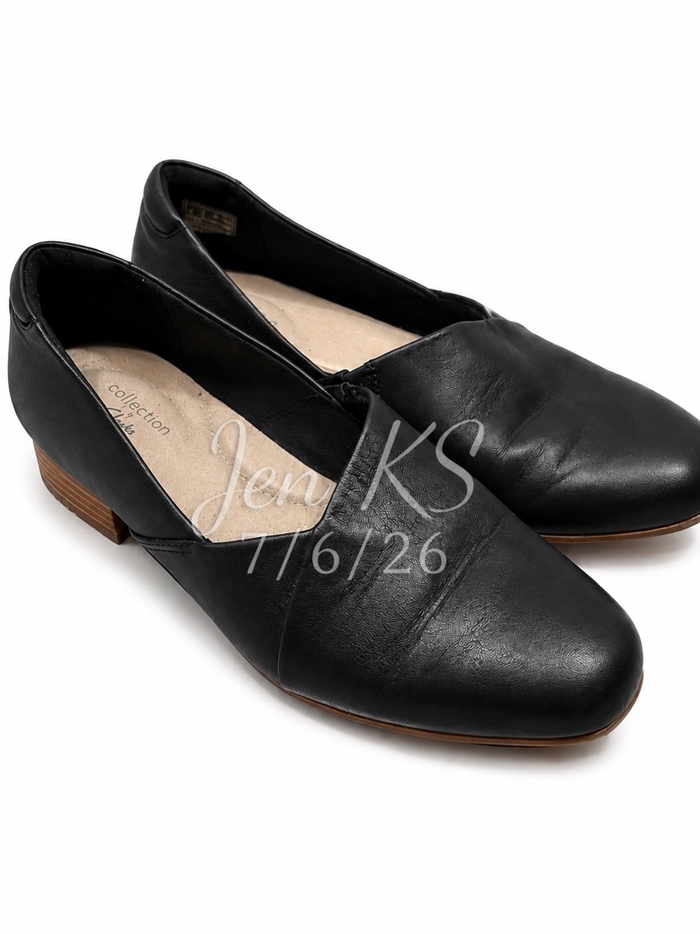 Clarks Juliet Palm Loafers Women’s Size  (8W) Black Leather Excellent Condition